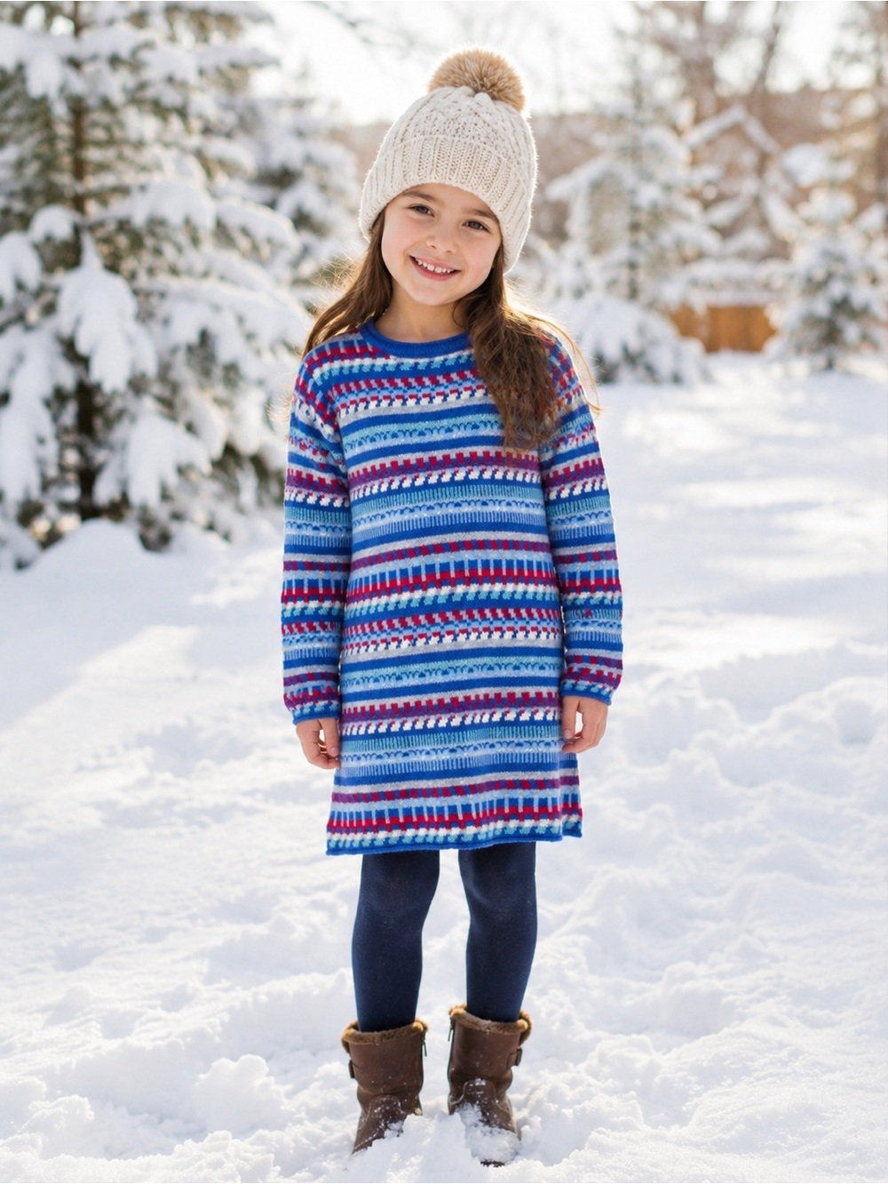 Hatley Girls Fair Isle Nordic Knit Sweater Dress Size 4